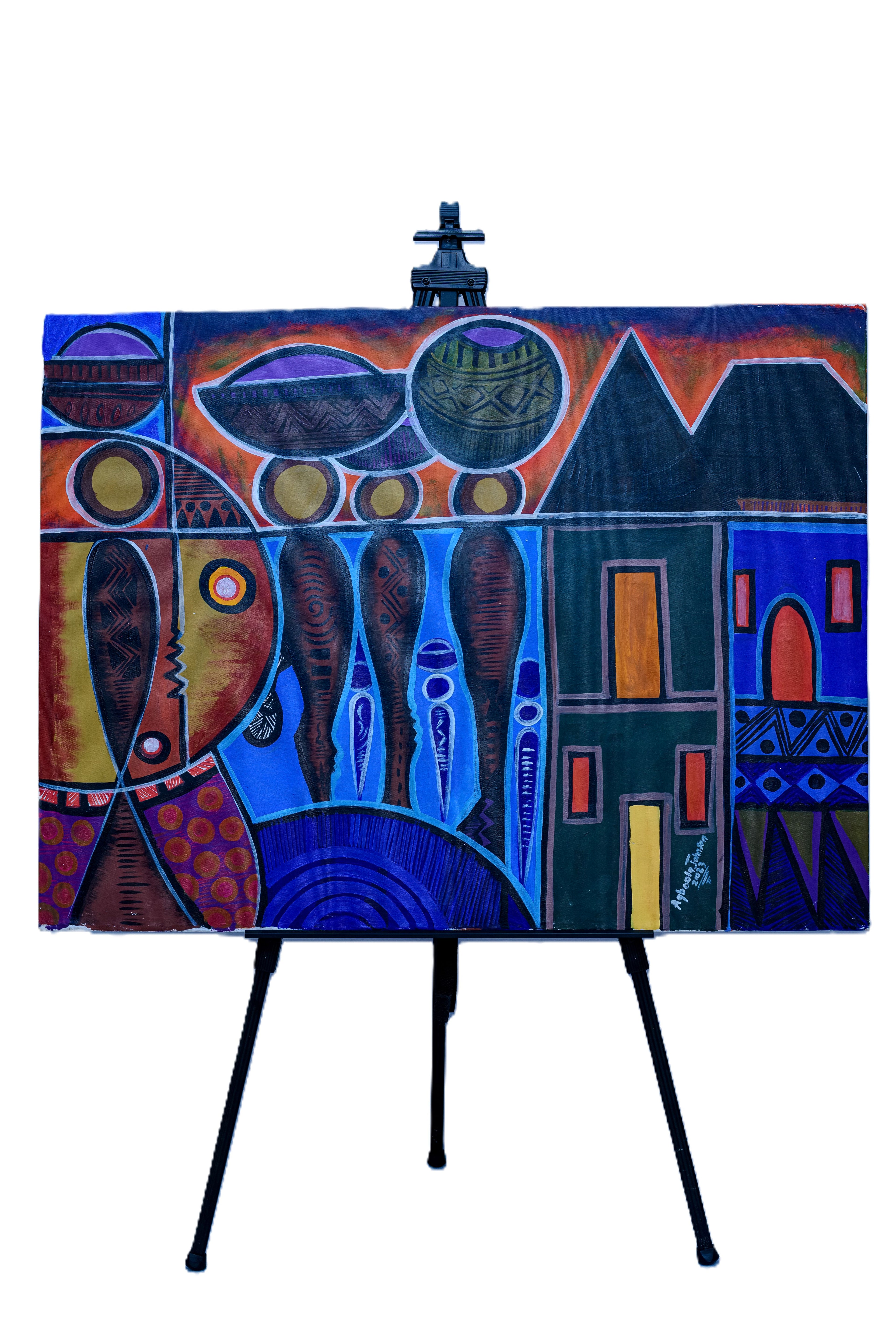 African Women Returning from Market — Original Painting on Canvas