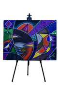 African Abstract Birds in Flight — Original Painting on Canvas