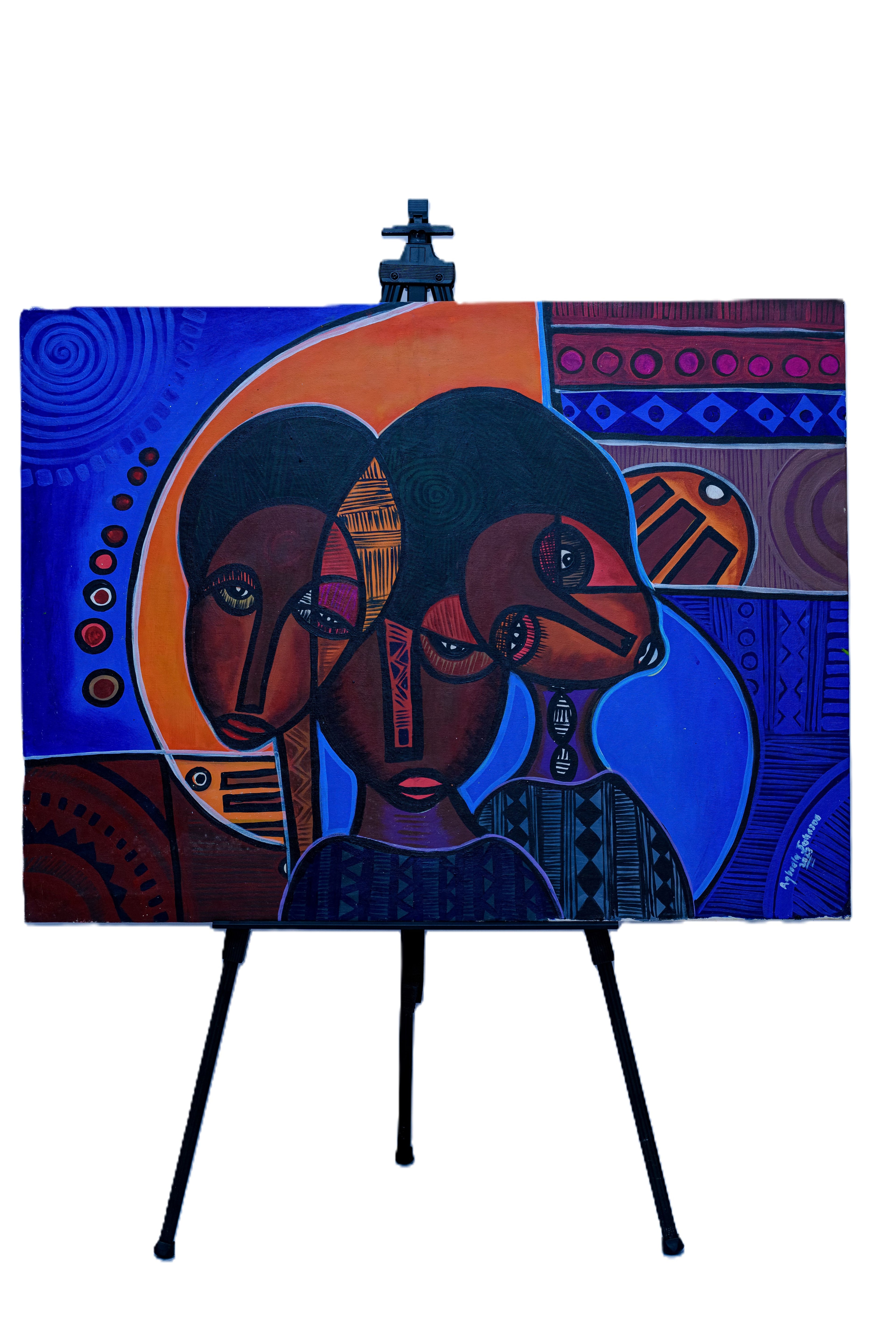 African Mother & Child — Original Painting on Canvas