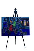 African Village Night Scene — Original Painting on Canvas
