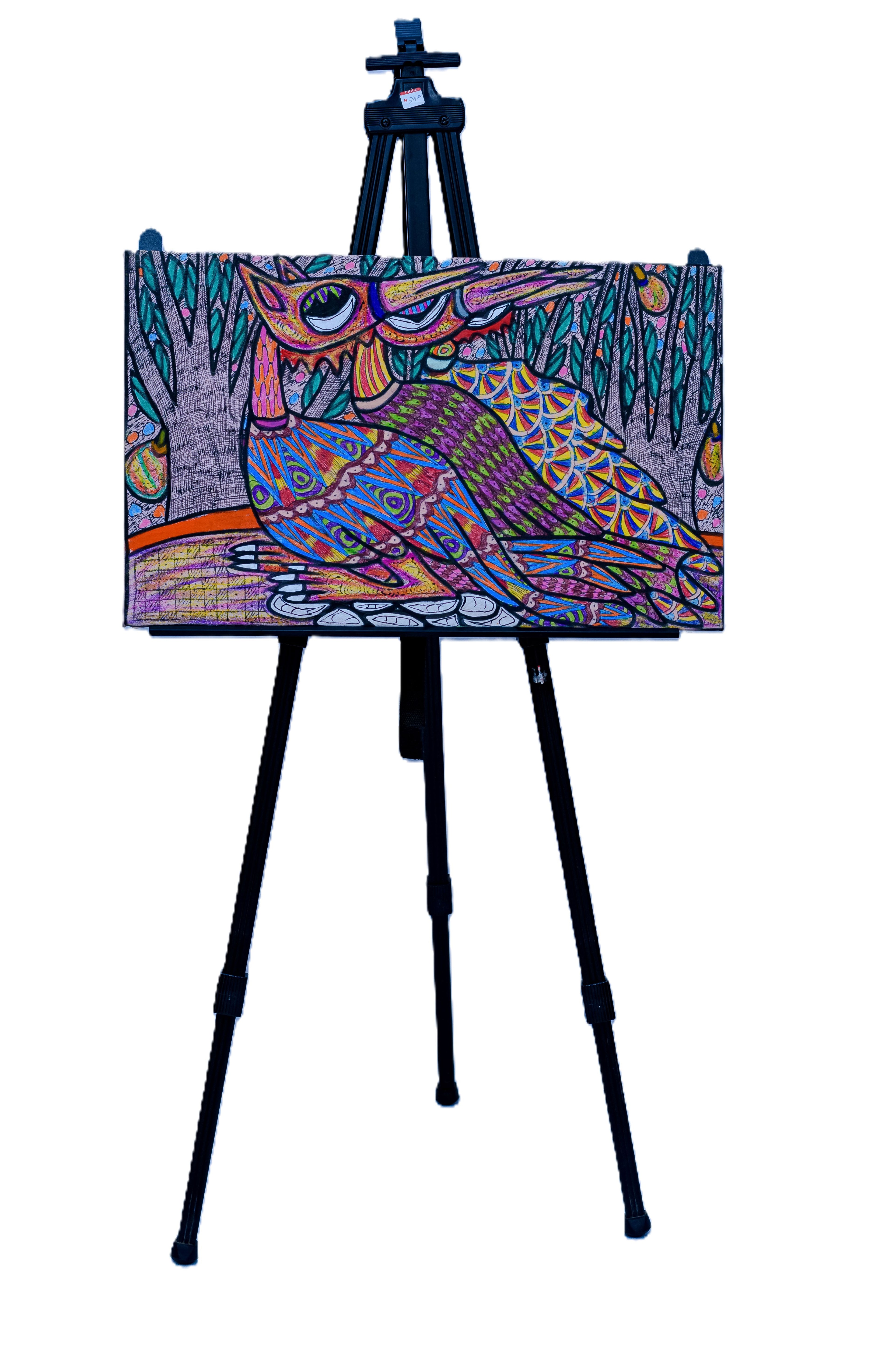 African Spirit Owl — Original Painting on Canvas