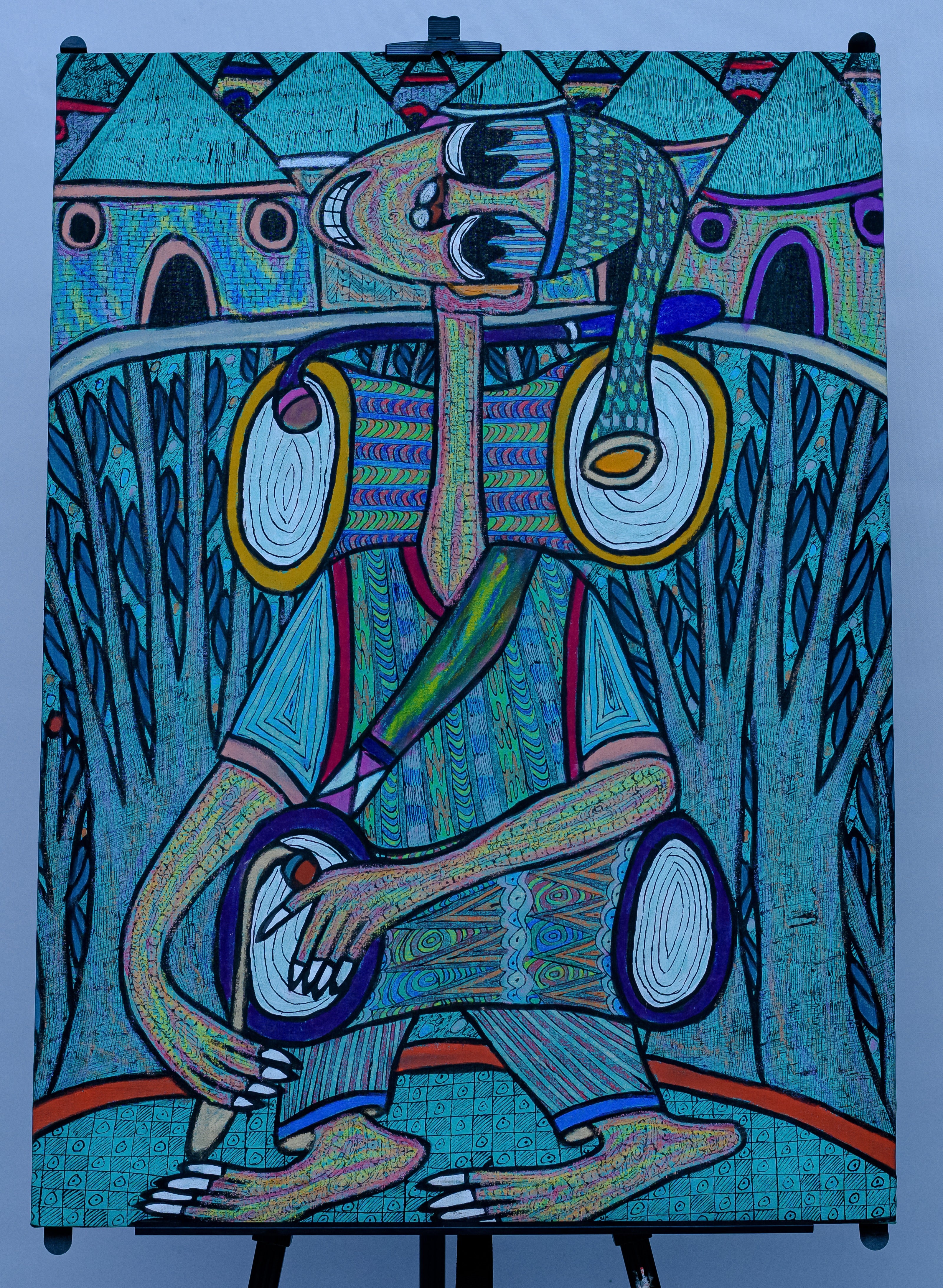 African Drummer — Original Painting on Canvas