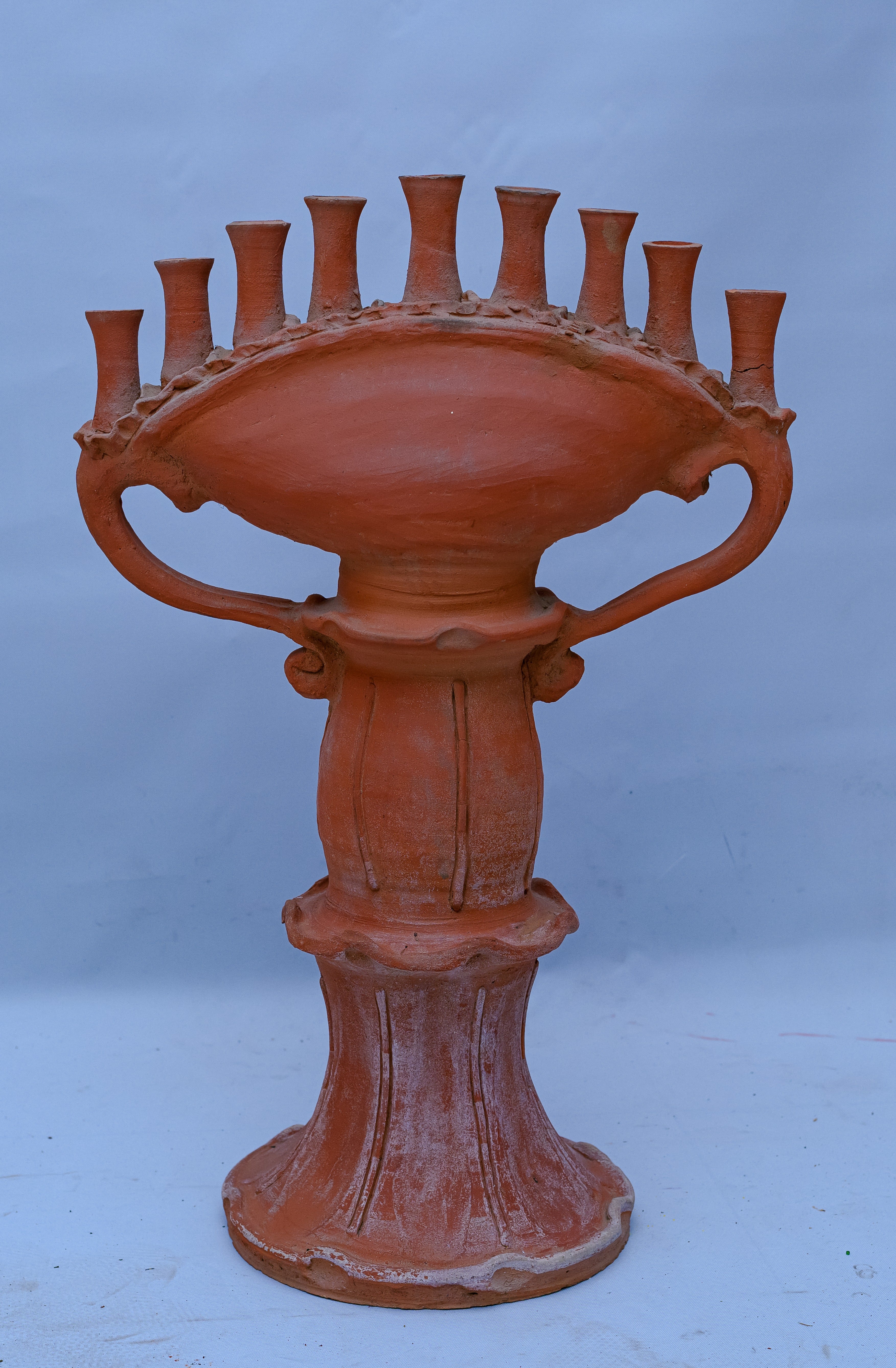 Handcrafted Terracotta Multi-Spout Candelabra Vase