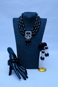 Handmade Black Onyx & Crystal Diamond Beaded Jewelry Set