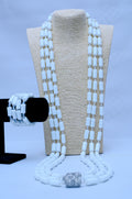 Men's Triple Strand White Howlite Tube & Crystal Necklace & Bracelet Set