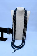 Men's Triple Strand Black Onyx Tube & Claw Charm Necklace & Bracelet Set