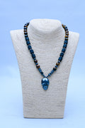 Men's Tiger's Eye, Lava Stone & Hematite Skull Pendant Necklace