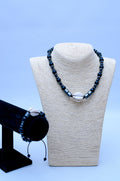 Men's Black Onyx, Hematite & Cowrie Shell Necklace & Bracelet Set