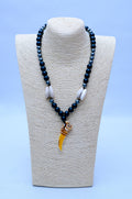 Men's Black Onyx, Hematite & Tiger Claw Pendant Necklace