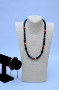 Men's Black Onyx, Red Jasper & Hematite Necklace & Bracelet Set