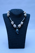 Men's Cowrie Shell, Hematite & Skull Pendant Necklace