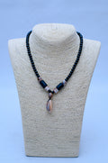Men's Black Onyx, Agate & Cowrie Shell Drop Necklace
