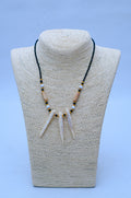Men's Triple Spike, Wood & Gold Seed Bead Necklace