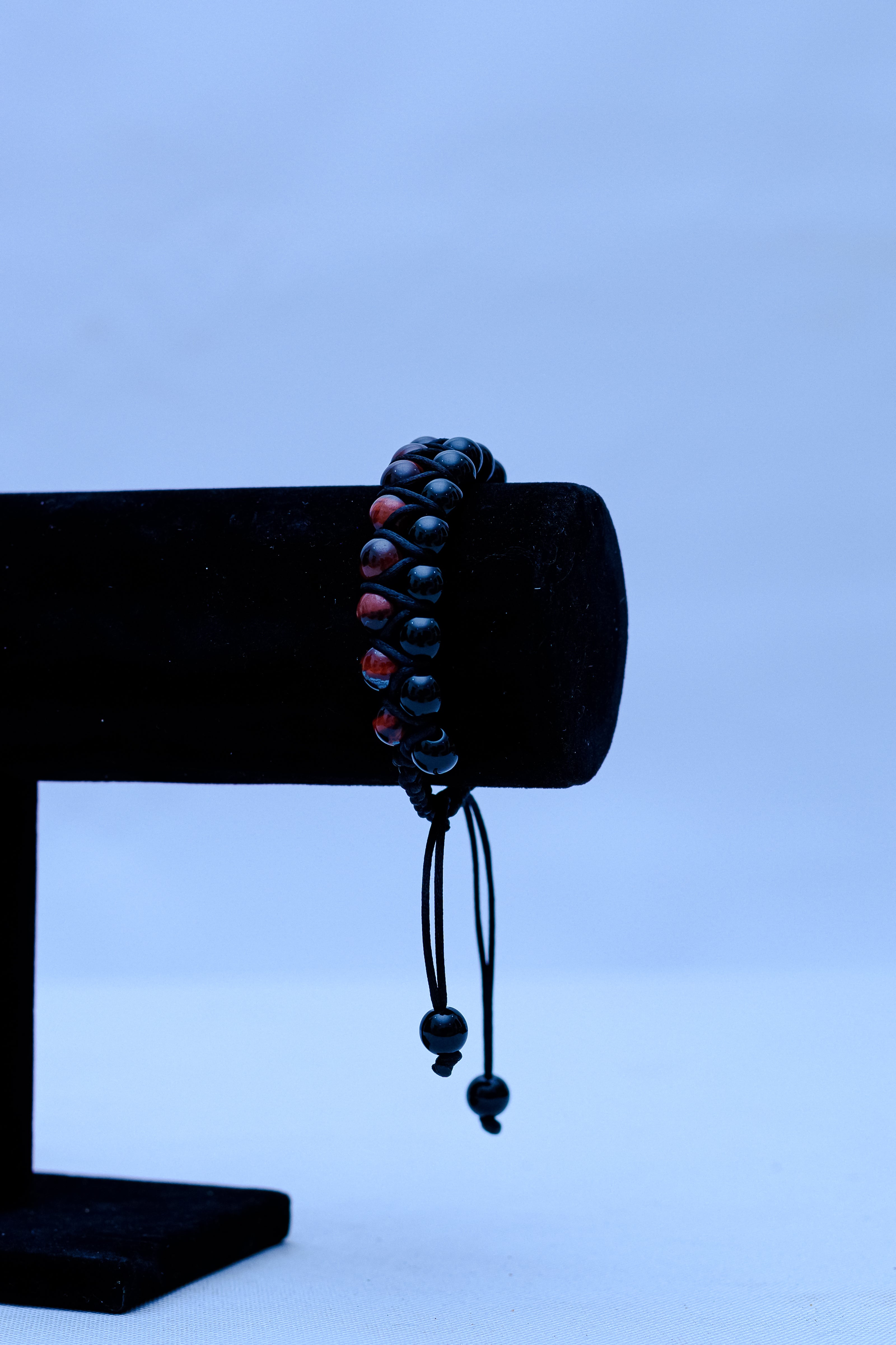 Men's Double Strand Black Onyx & Red Tiger's Eye Bracelet