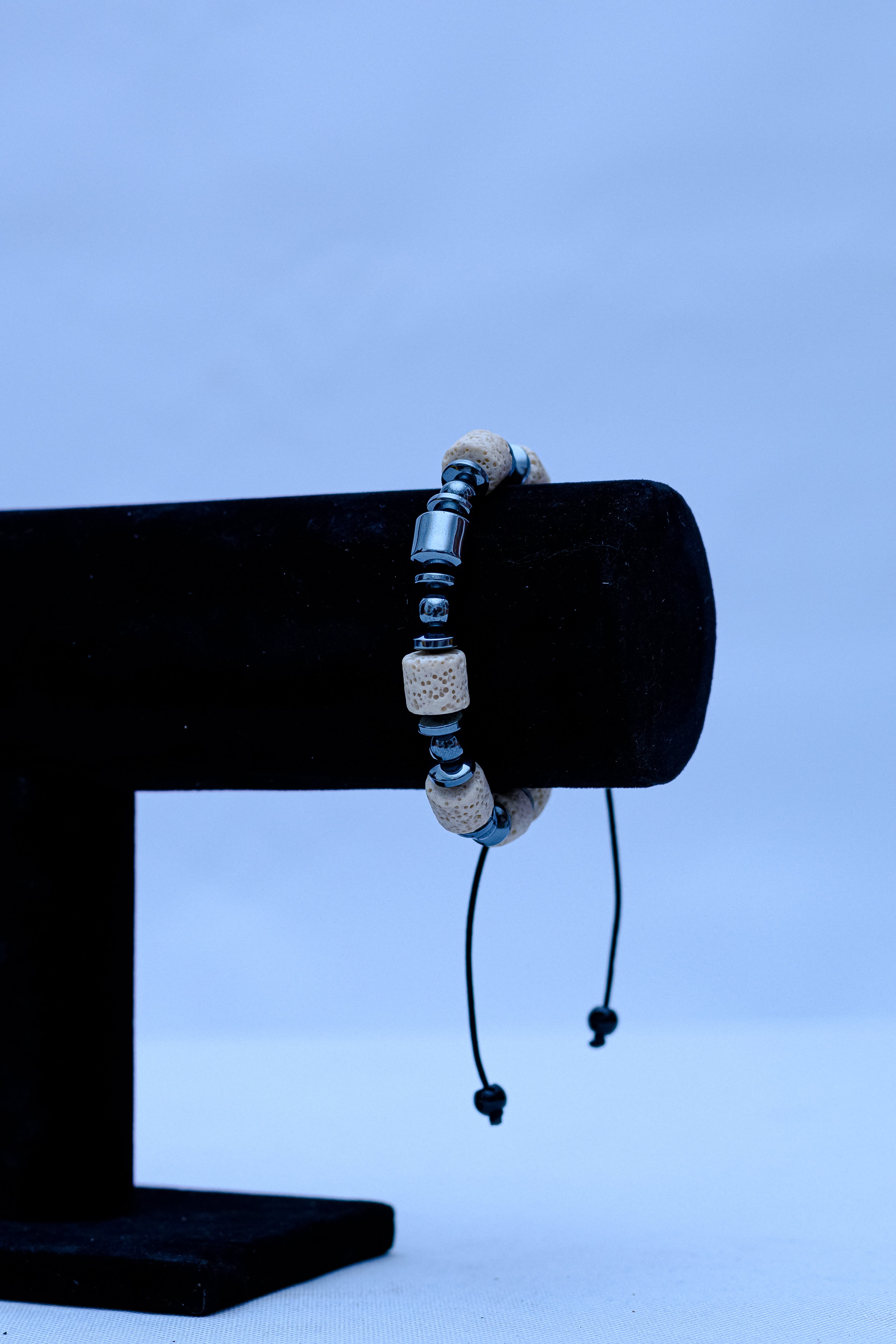 Men's Lava Stone & Hematite Tube Bracelet