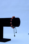 Men's Amber & Red Agate Bead Bracelet
