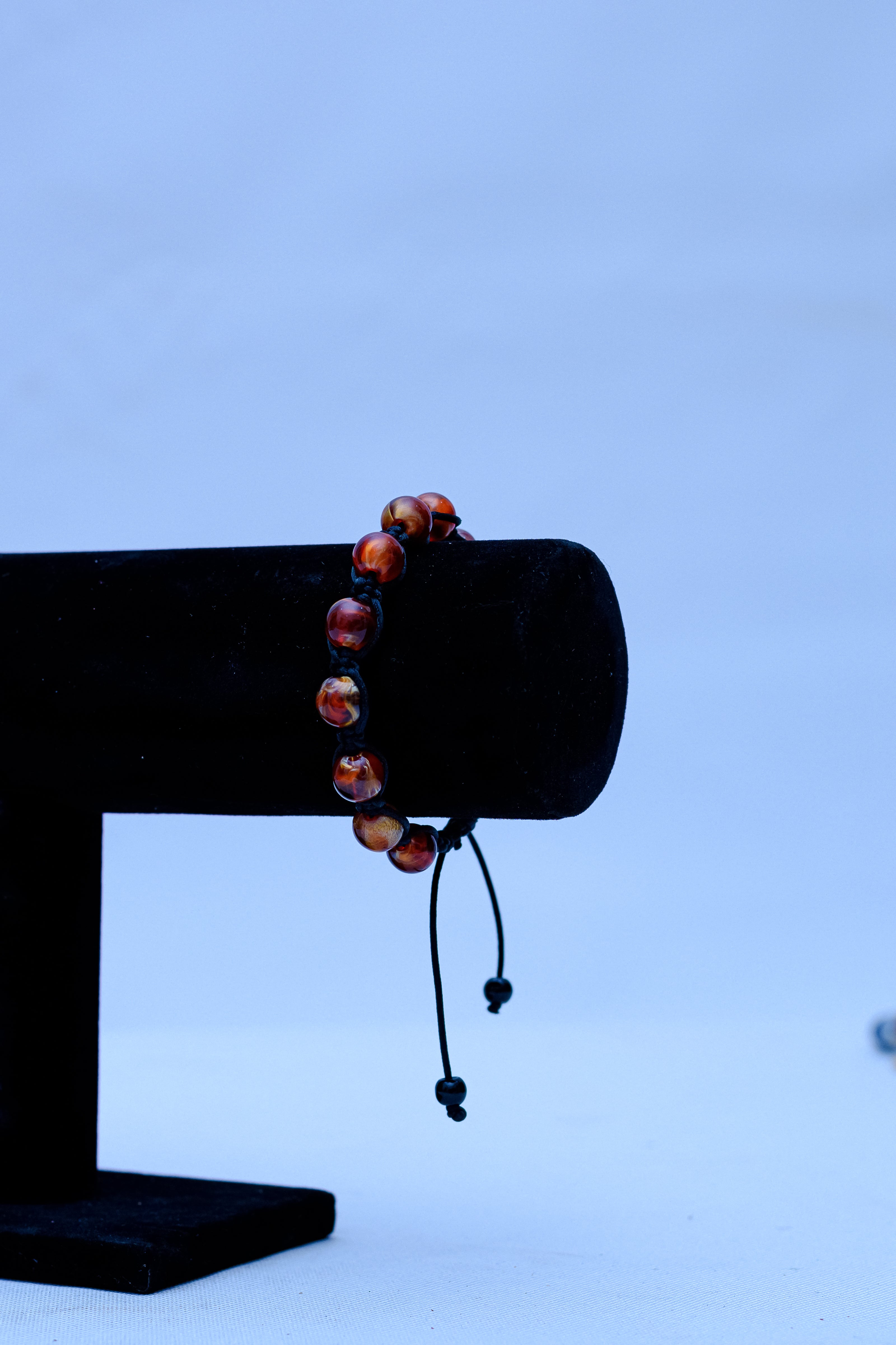 Men's Amber & Red Agate Bead Bracelet