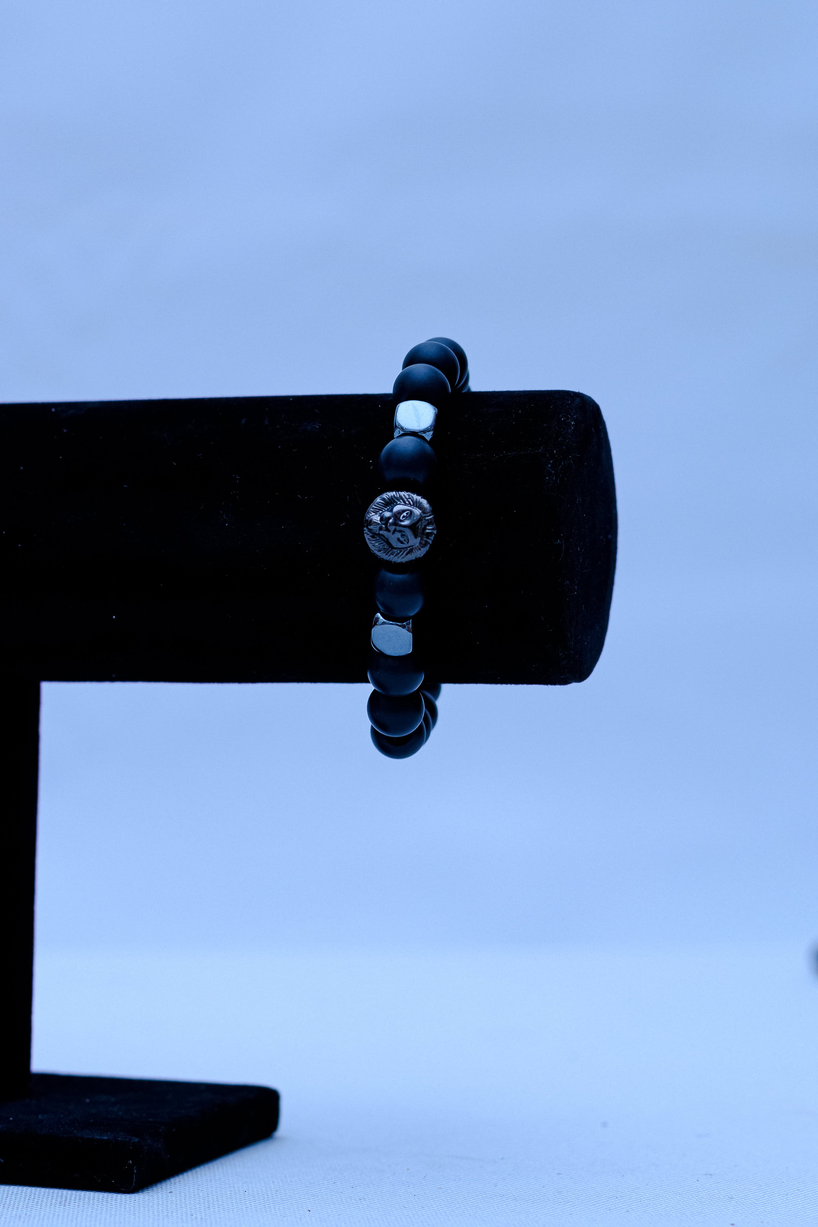 Men's Black Onyx & Hematite Lion Head Bracelet