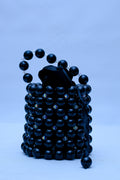 Handmade Black Pearl & Crystal Beaded Bucket Bag