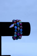Women's Butterfly & Crackle Quartz Multicolour Agate Bracelet Stack