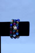 Women's Starfish & Multicolour Agate Bracelet Stack