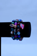 Women's Butterfly & Evil Eye Multicolour Gemstone Bracelet Stack