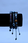 Men's Tiger's Eye, Rainbow Hematite & Pavé Bar Bracelet Stack II