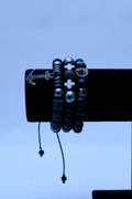 Men's Anchor & Cross Beaded Bracelet Stack