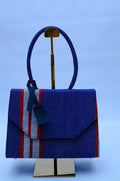 Aso Oke Navy Stripe Envelope Hand Bag