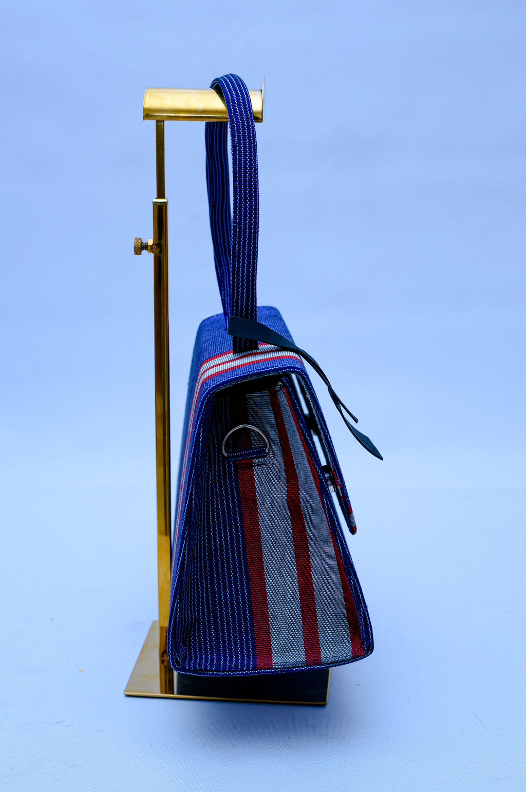 Aso Oke Navy Stripe Envelope Hand Bag