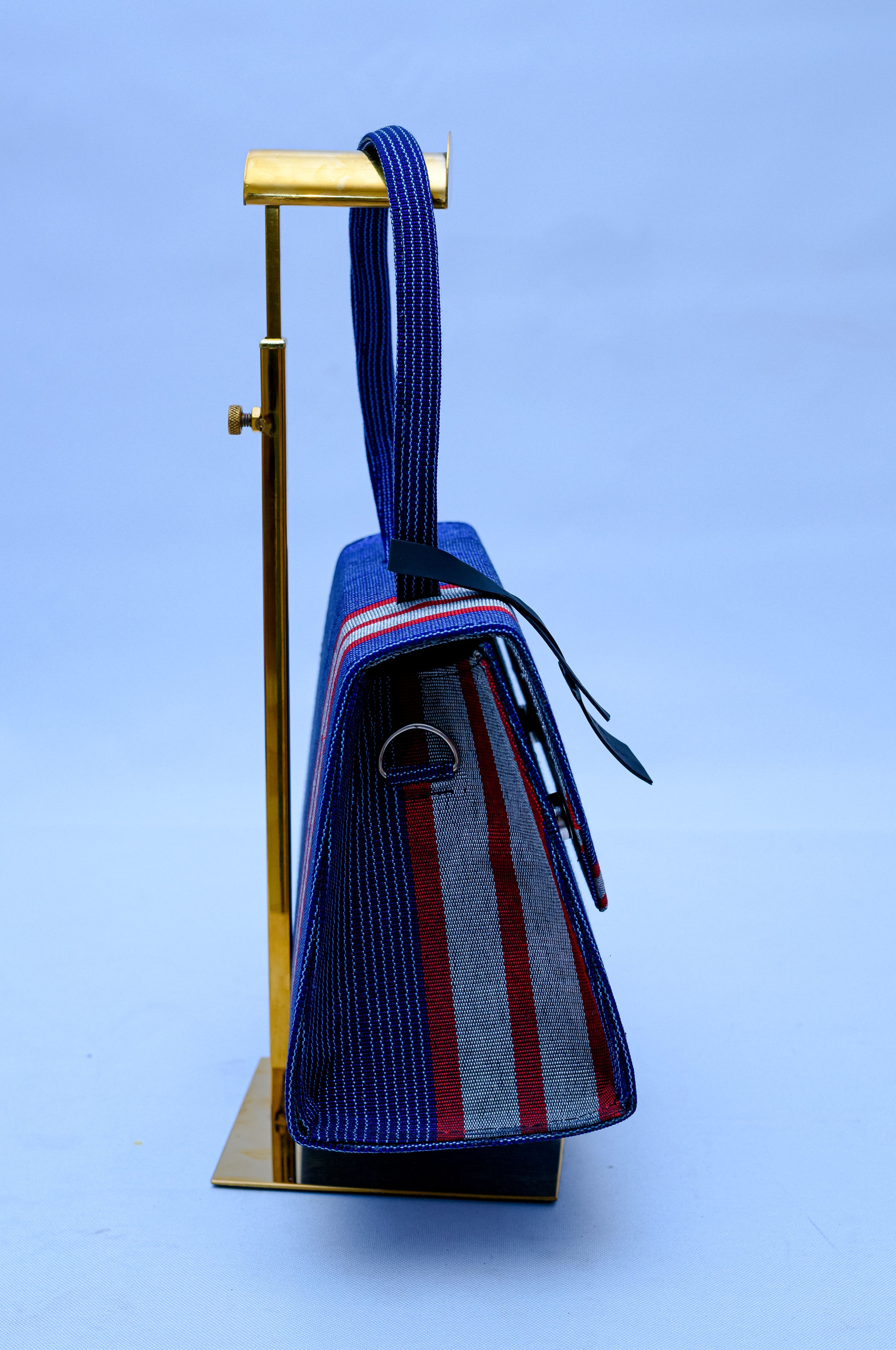Aso Oke Navy Stripe Envelope Hand Bag