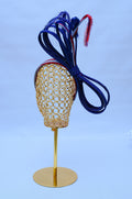 Aso Oke Navy Swirl Loop Percher Hat