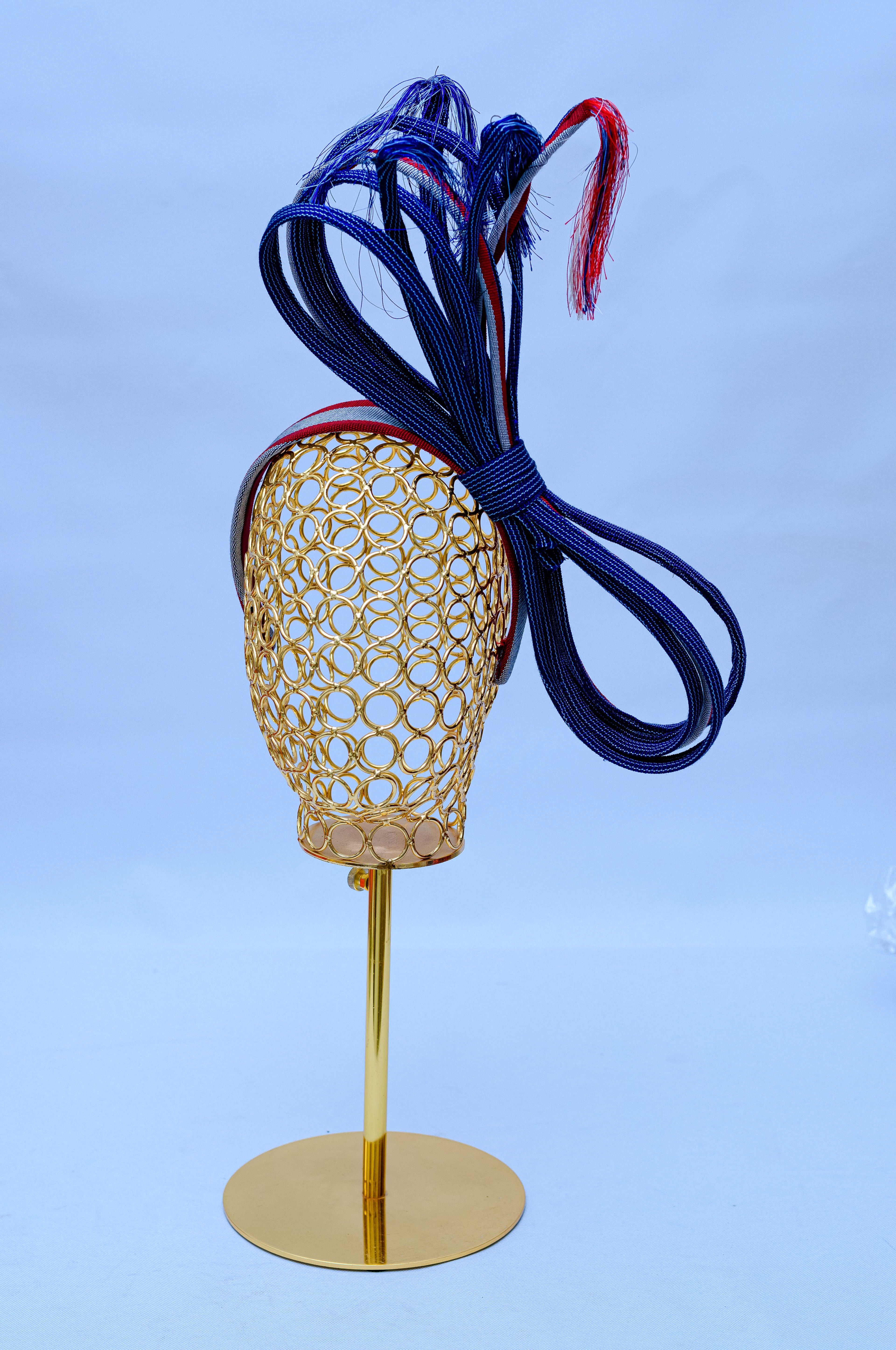 Aso Oke Navy Swirl Loop Percher Hat