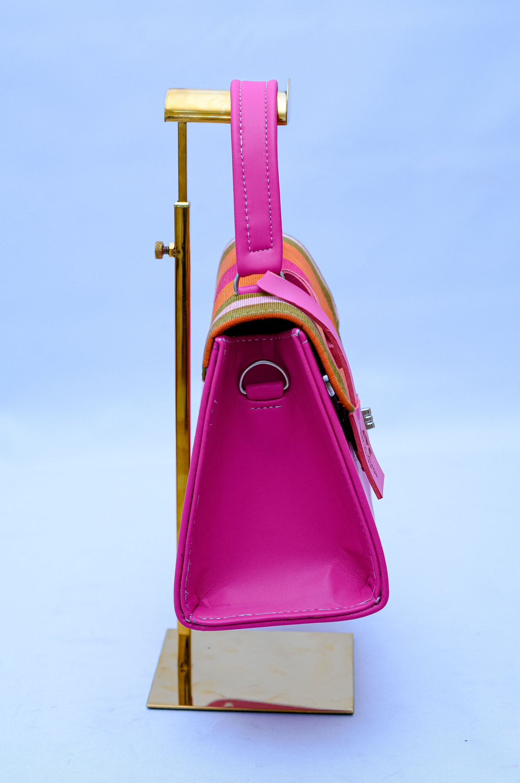 Aso Oke Mini Kelly Hand Bag – Pink & Orange