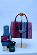 Aso Oke Kelly Bag & Buckle Slides Set