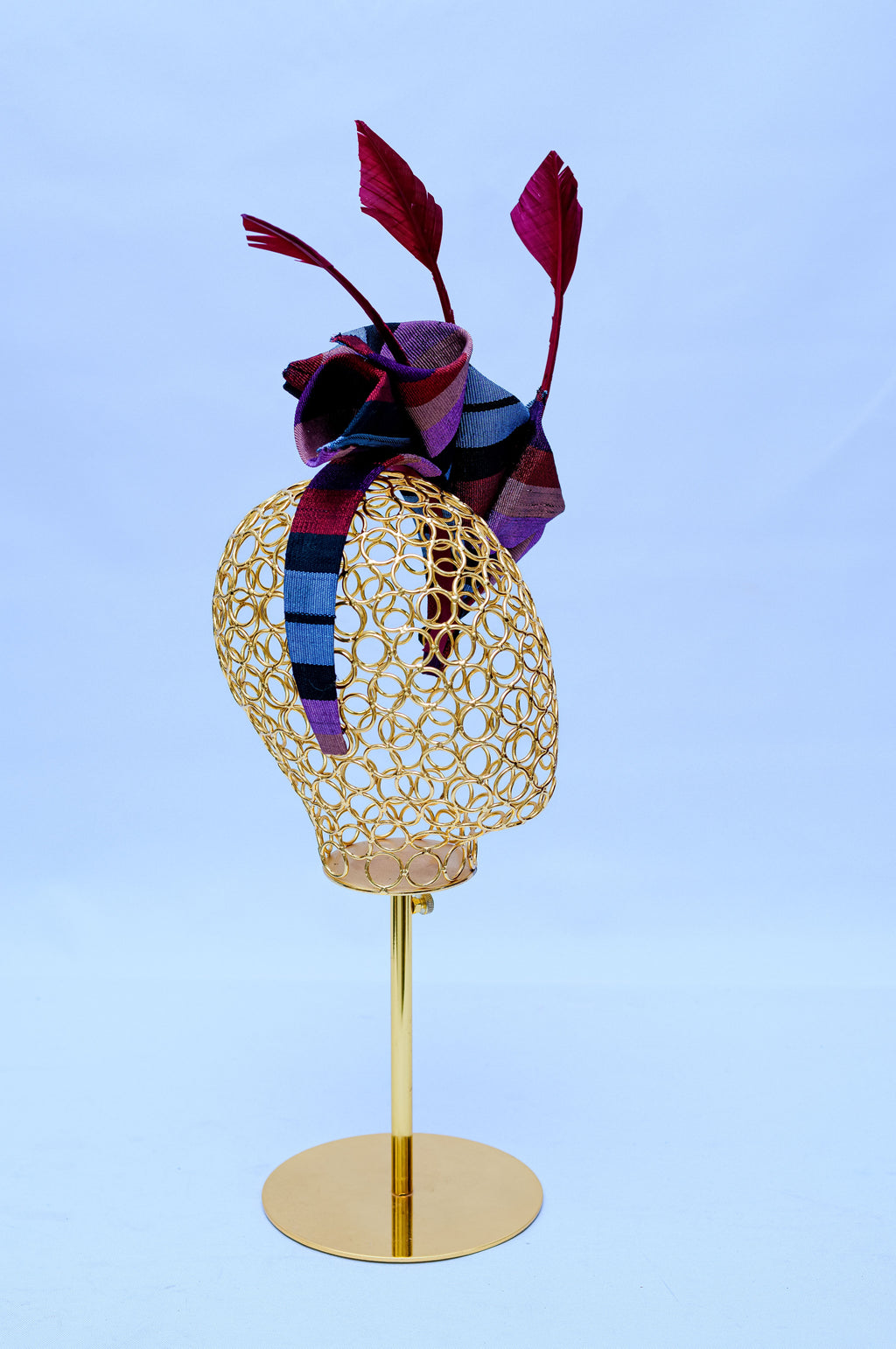 Aso Oke Feather Fascinator Percher Hat