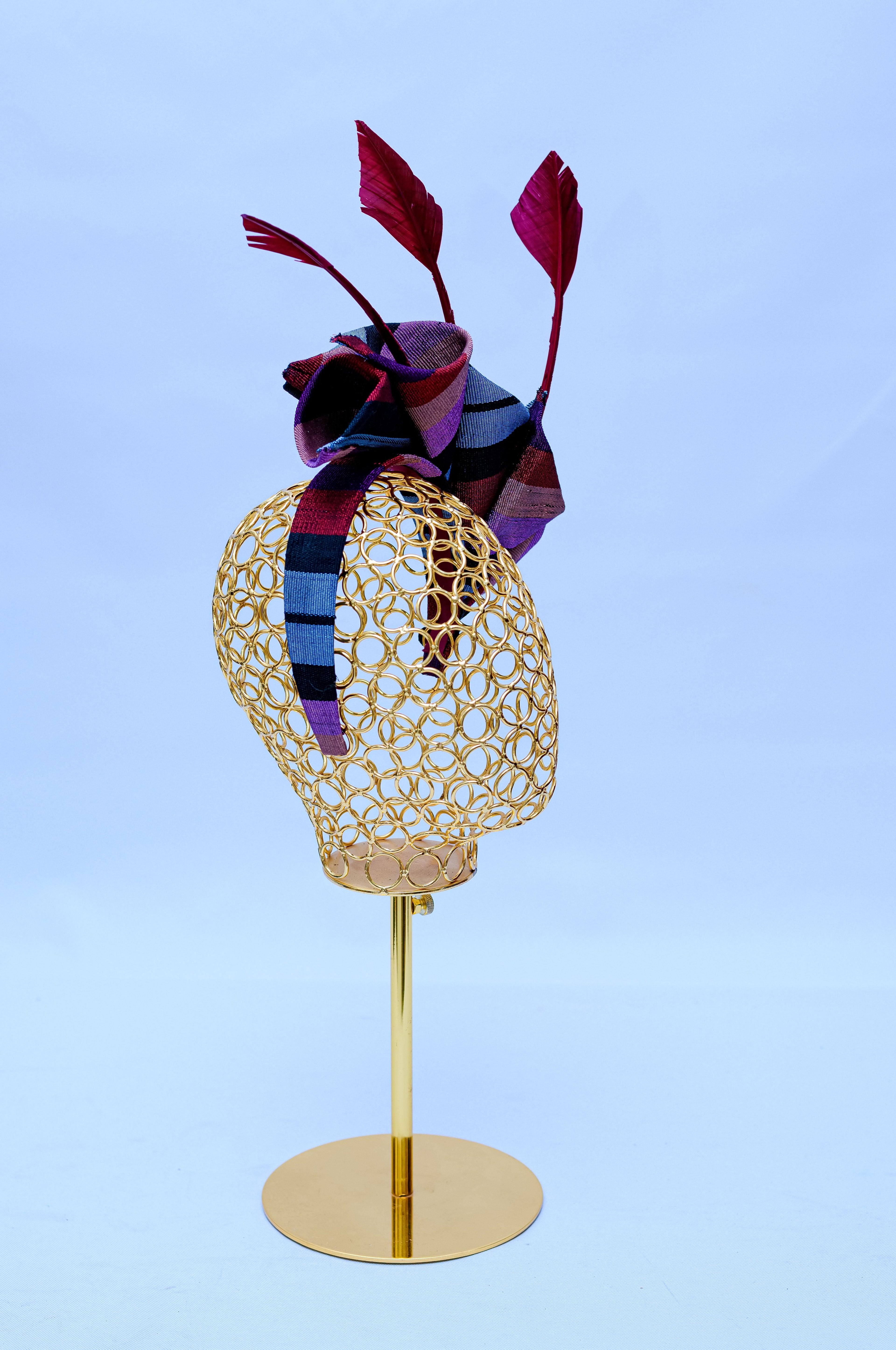Aso Oke Feather Fascinator Percher Hat