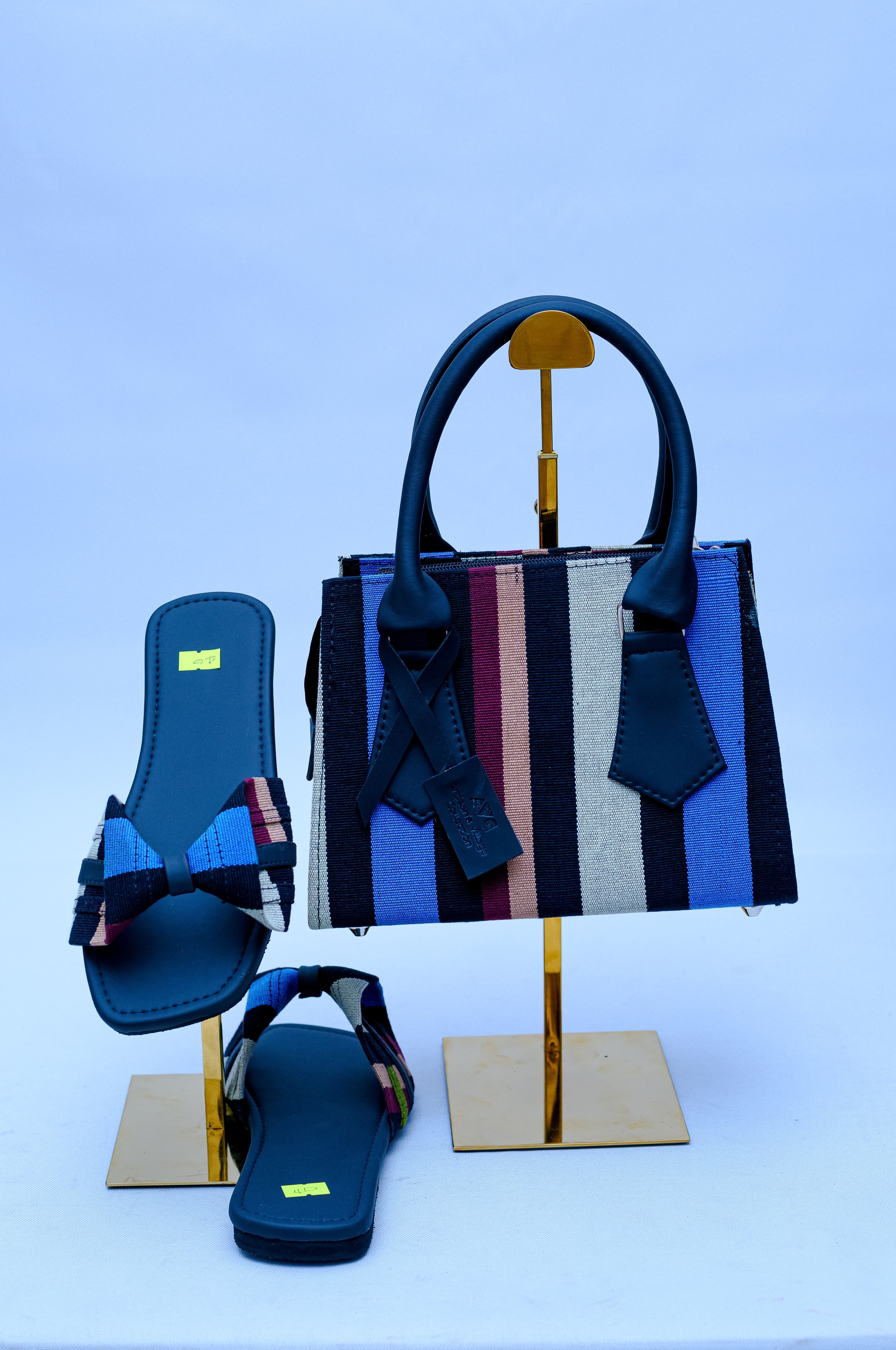 Aso Oke Tote Bag & Bow Slides Set