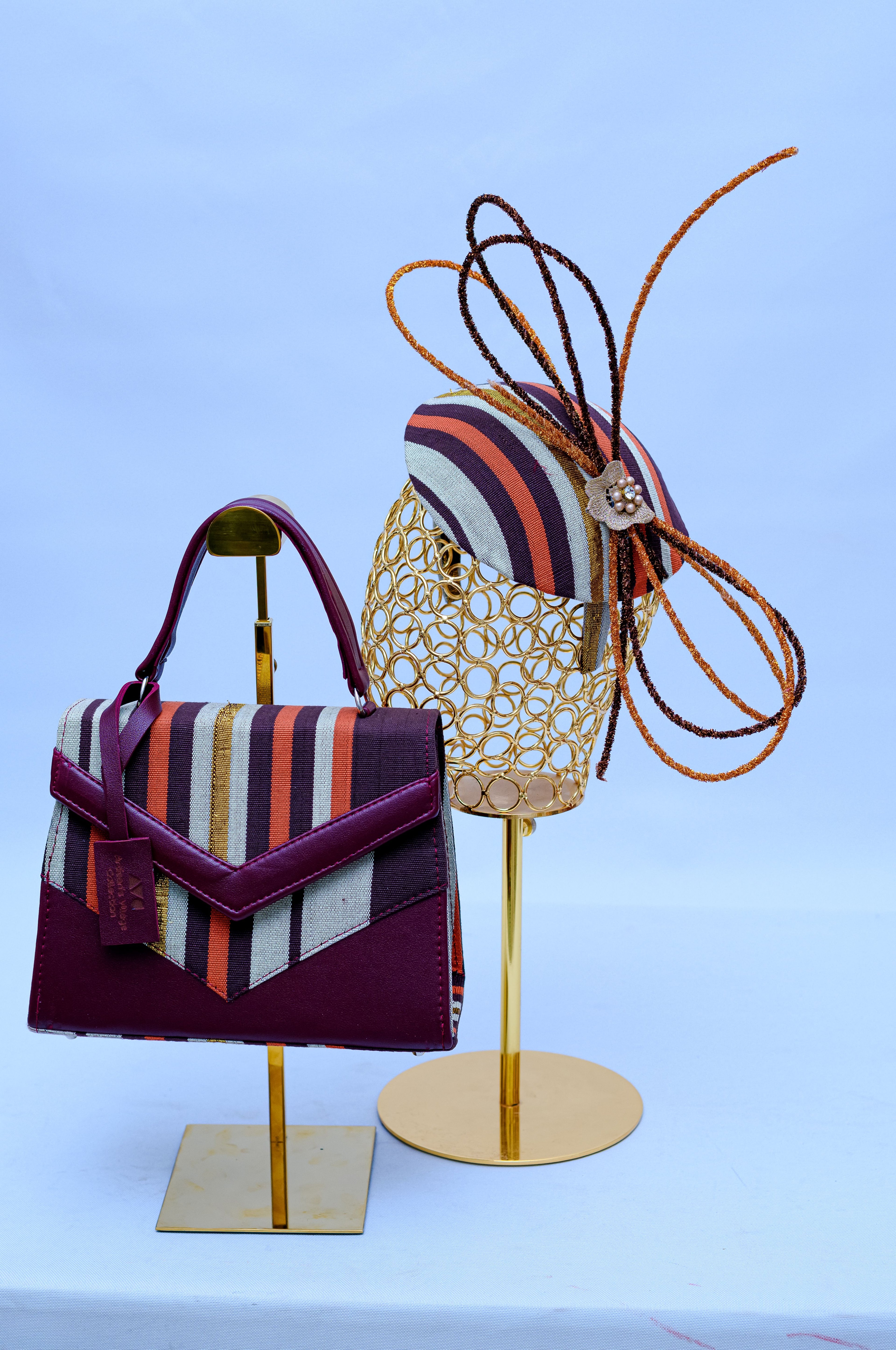 Aso Oke Percher Hat & Handbag Set
