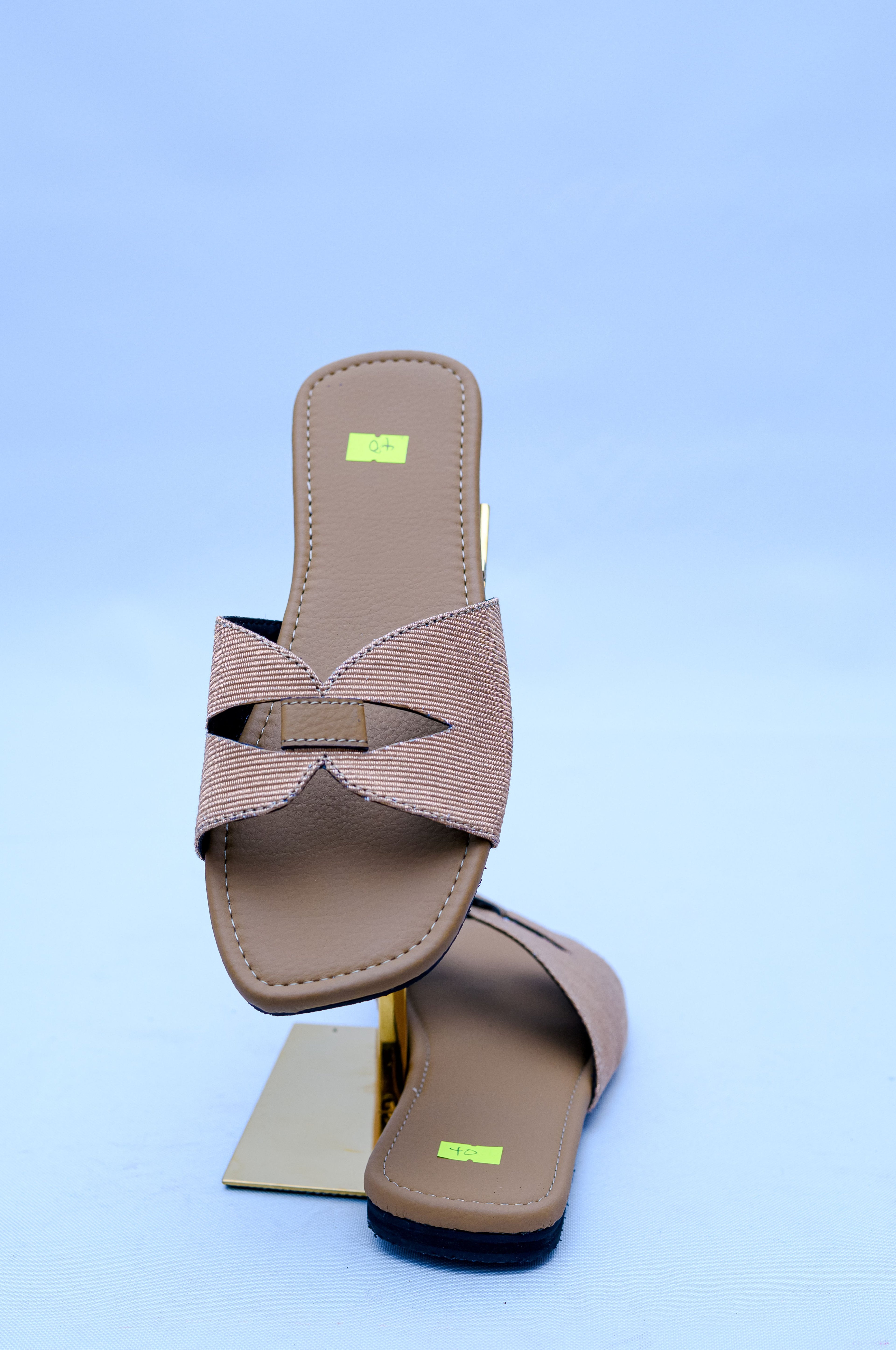 Aso Oke Cross Strap Slide Sandals