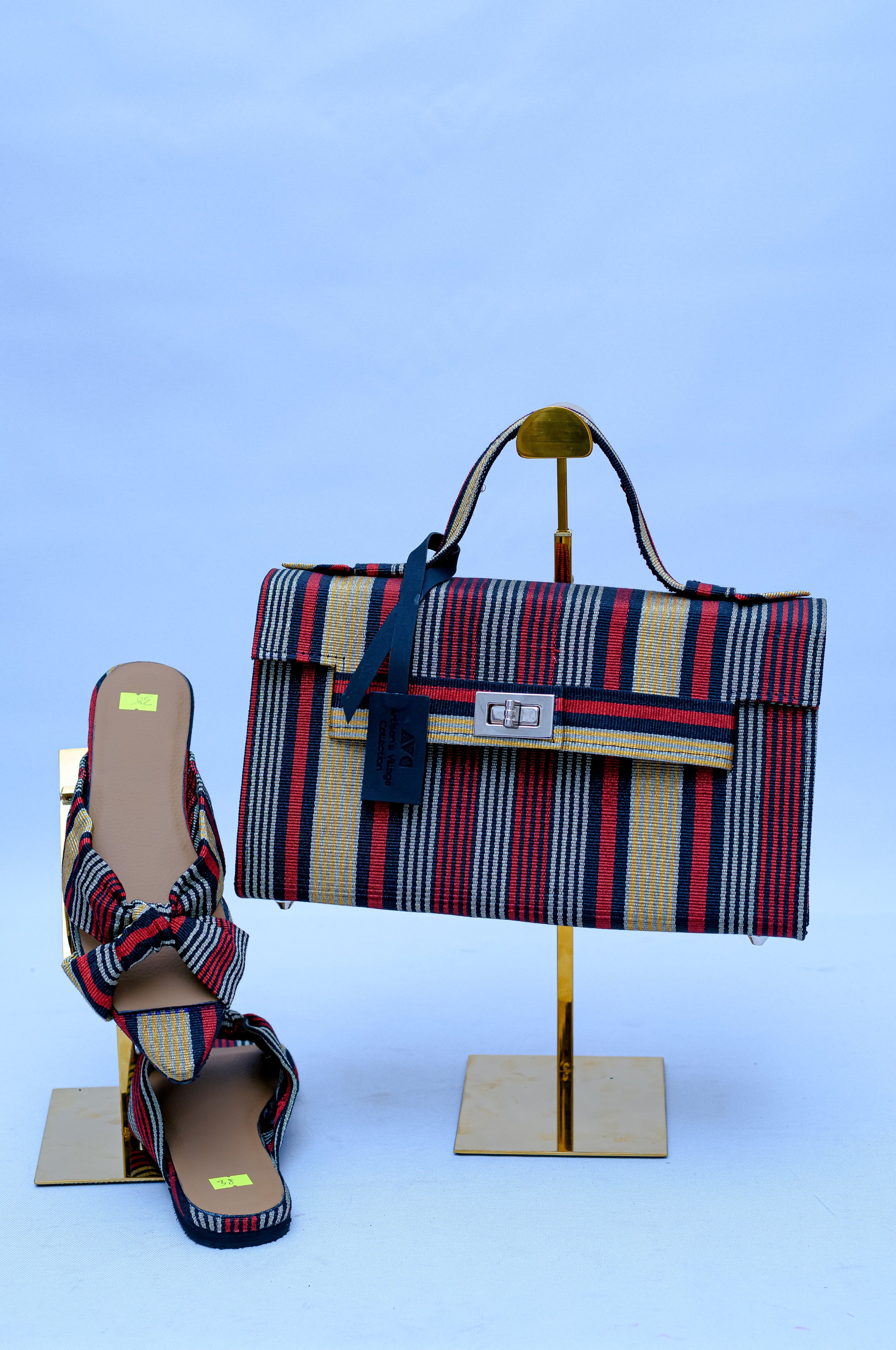 Aso Oke Handbag & Shoes Set