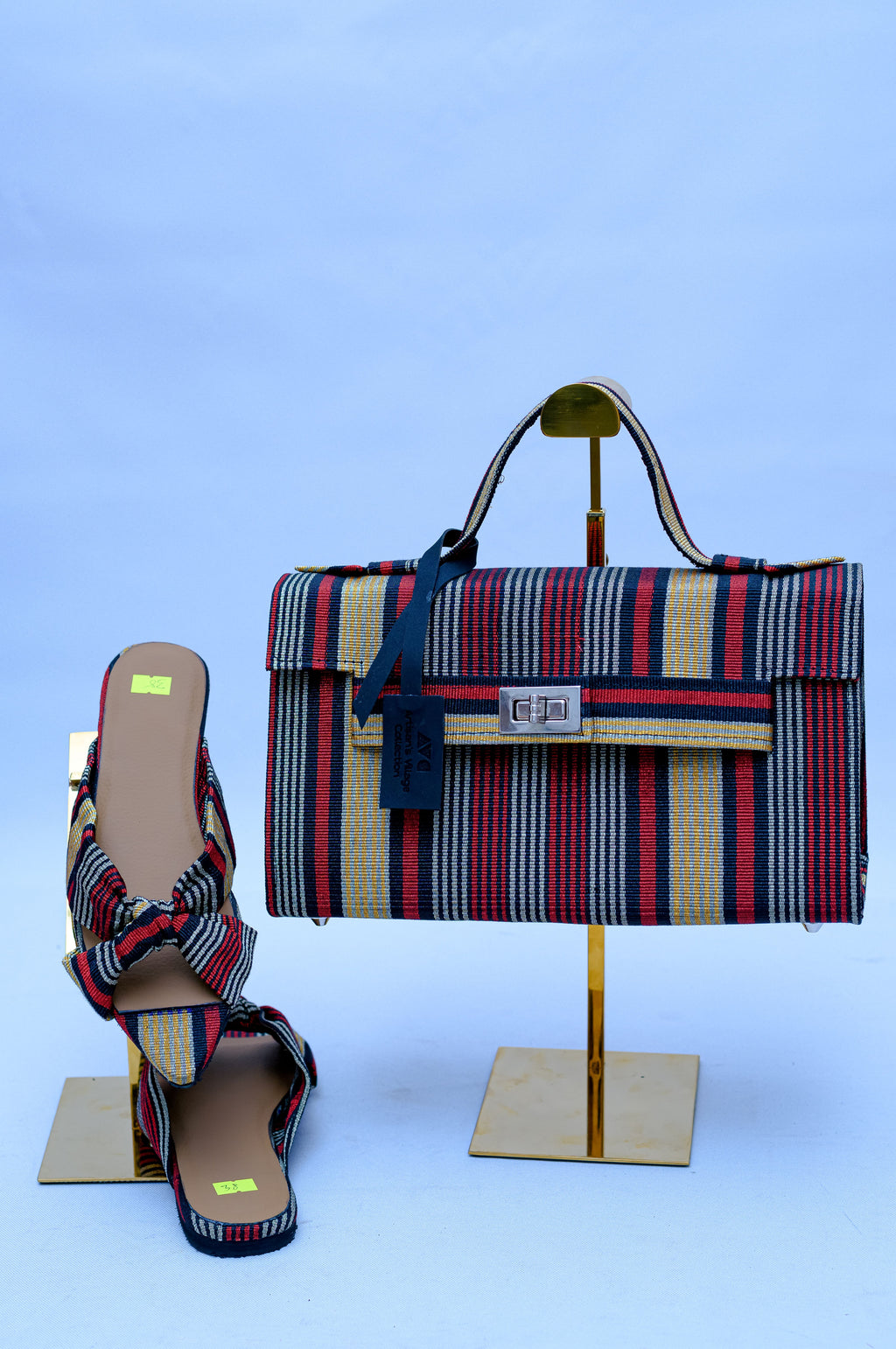 Aso Oke Handbag & Shoes Set