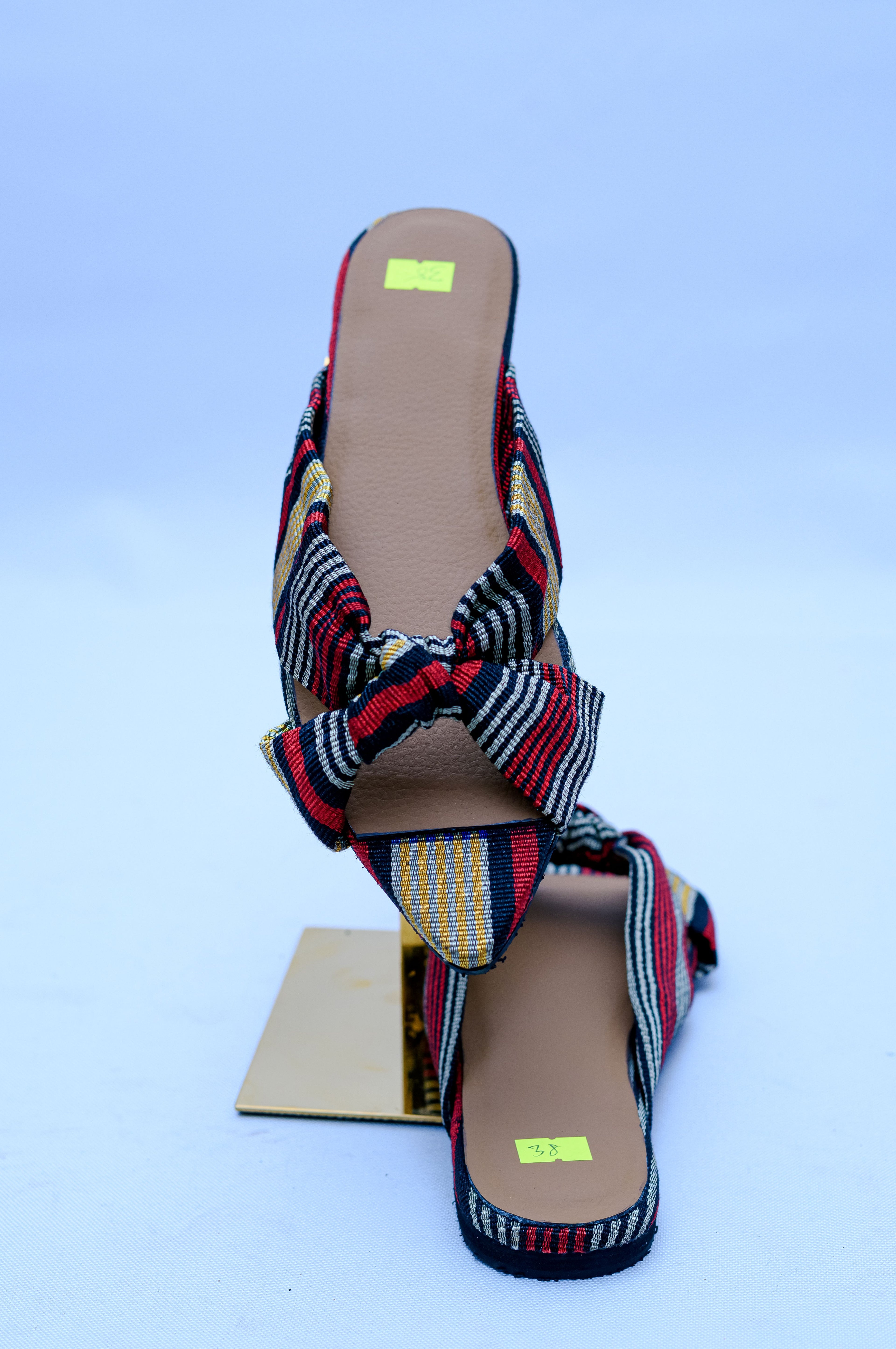 Aso Oke Bow Slide Sandals