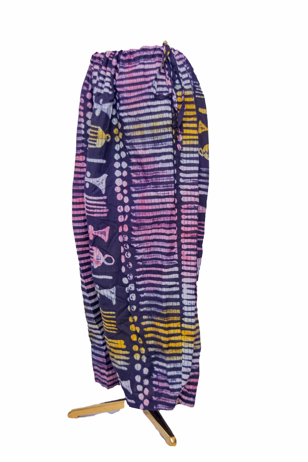 African Batik Two-Piece Set — Navy Tribal Print with Zip-Front Shirt & Wide-Leg Trousers