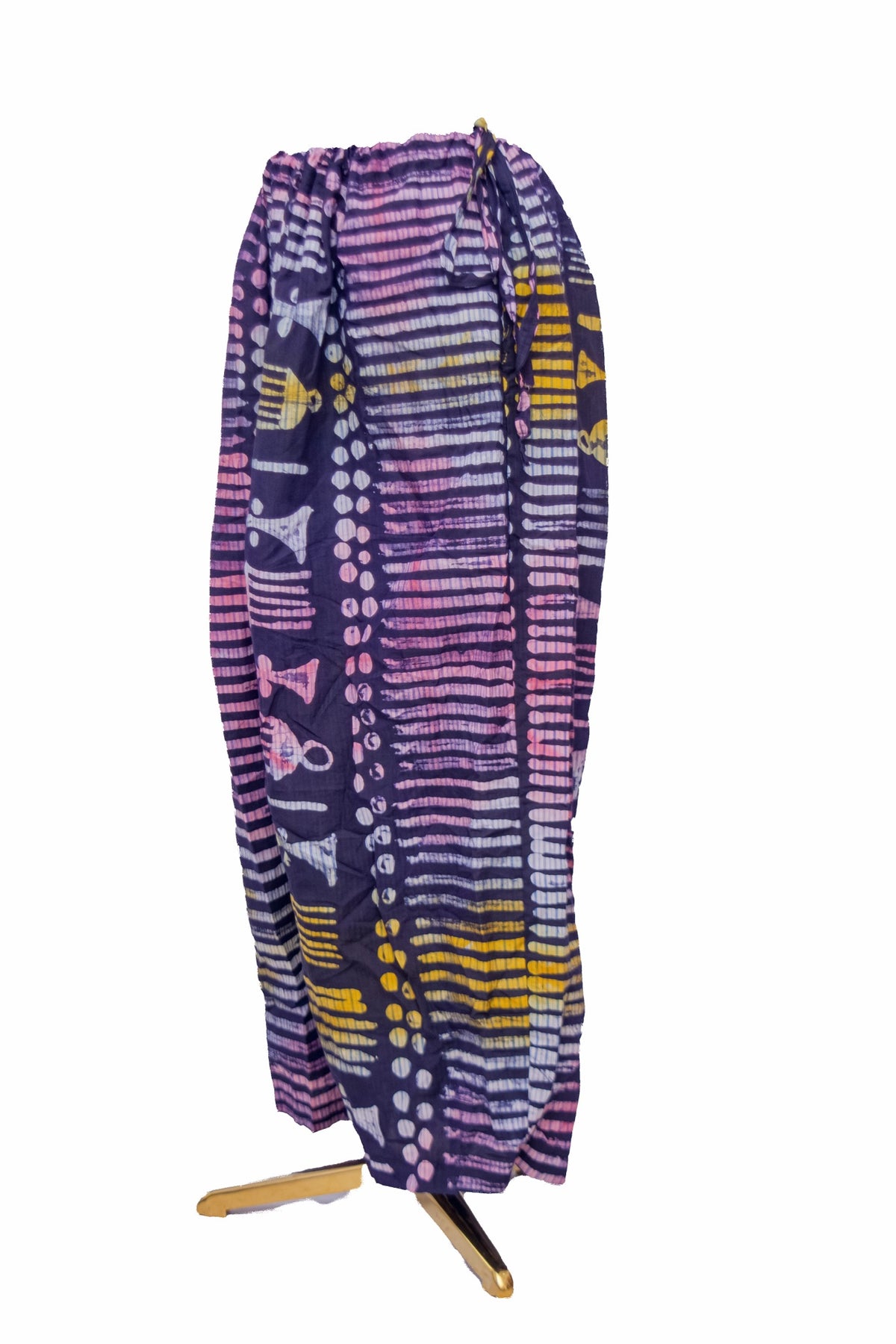 African Batik Two-Piece Set — Navy Tribal Print with Zip-Front Shirt & Wide-Leg Trousers